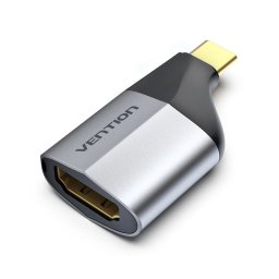 Adaptador Vention TCAH0 USB Tipo C a HDMI, Macho, 2.0, 3840x2160, ABS/Aluminio, Negro/Gris