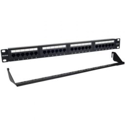 Patch Panel Phasak PU 2424 24P Cat.6 UTP 1U Dual Organizador Rack 19″ Aluminio Negro
