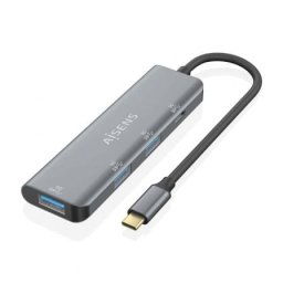 Hub AISENS 4 puertos USB 3.2 Gen1 5Gbps modelo A109-0762 Slim Plug&Play Gris