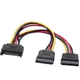 Cable AISENS A131-0353 SATA Macho a 2x Hembra 15 pines 0,2m Negro hasta 54W