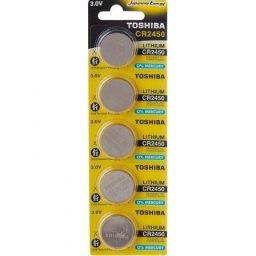 Pila de botón Toshiba CR2450 3V Litio Pack 5 unidades larga duración
