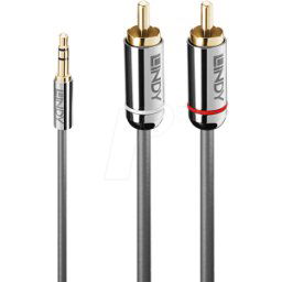 LINDY 35332 - Cable de audio, conector de 3 patillas de 3,5 mm, 2 RCA, 0,5 m