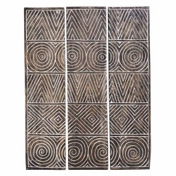 Panel Madera Mango Figuras Geometricas Talladas Serie Ahulost