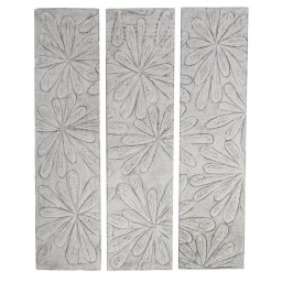 Panel Madera Suar Blanco Tallado con Flores Serie Ahulost