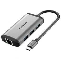 Docking Vention CNCHB USB-C HDMI 4K 3xUSB 1xUSB-C PD RJ45 Gris