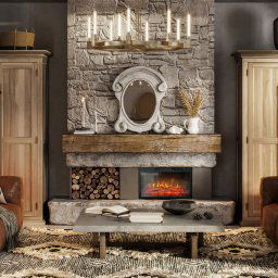 Chimenea eléctrica empotrable 23 pulgadas ElectricSun fuegos eléctricos, con sonido, 3 colores, con aplicación, L59xH44cm