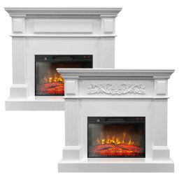 Chimenea eléctrica blanca TUX White ElectricSun, con sonido, 3 colores, con aplicación, L110xH102cm