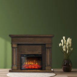 Chimenea eléctrica MARISA Roble oscuro ElectricSun, con sonido, 3 colores, con aplicación, L120xH102cm