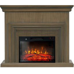 Chimenea eléctrica SONIA Roble claro ElectricSun, con sonido, 3 colores, con aplicación, L120xH102cm