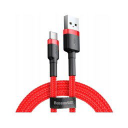 Cable de datos Baseus Cafule USB-A USB-C 2m carga rápida nylon rojo