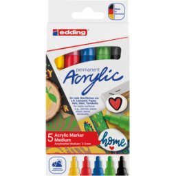 EDDING 5100/5V - Marcadores de acrílico, 2 mm - 3 mm, surtido, paquete de