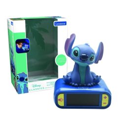 Reloj despertador Disney Lexibook Stitch sonidos ajustables, luz táctil y pantalla LCD