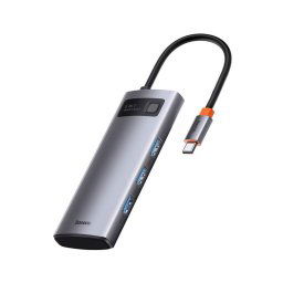 Hub USB-C Baseus WKWG020013 3xUSB 3.0 HDMI 4K 100W PD Aluminio Gris Compacto