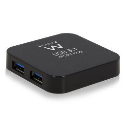 Hub USB Ewent EW1134 4 Puertos USB 3.1 Gen1 5Gbit/s 52,5cm Negro Compacto
