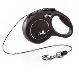 Correa con cordón flexi New Classic para gatos - negro