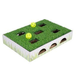 Caja de caza TIAKI con césped juguete para gatos - 40 x 28 x 7 cm (L x An x Al)