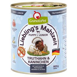 GranataPet Liebling's Mahlzeit 6 x 800 g - Junior con pavo y conejo