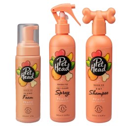 Pet Head Quick Fix para perros - Set de 3 - Espuma, Espray y Champú