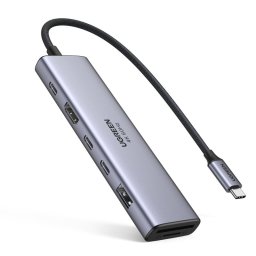 Hub USB-C Ugreen Revodok 7 en 1 HDMI 4K60Hz 2xUSB-C3.2 USB-A3.2 SD/TF PD100W Gris