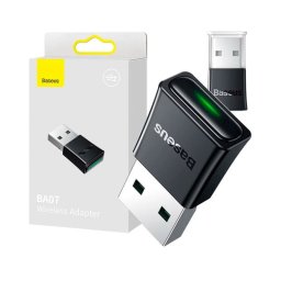 Adaptador Bluetooth Baseus BA07 USB-A 5.3 Conexión hasta 20m Hi-Fi Plug and Play Negro