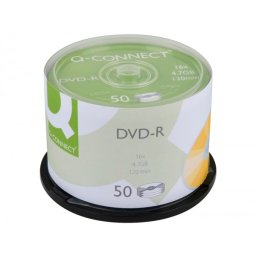 Dvd-r q-connect capacidad 4,7gb duracion 120min velocidad 16x bote de 50 unidades