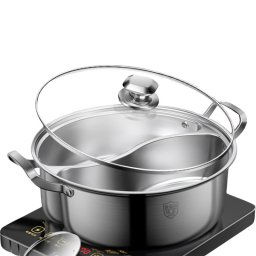 Olla Klack acero inoxidable 304 divisor doble tapa vidrio 28 cm/34 cm cocinas inducción/gas