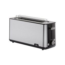Tostadora Braun HT1610BK Negro y Acero Inoxidable, 1030W, Ranura 25cm, Control Giratorio