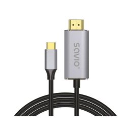 Cable Savio CL-171 USB-C a HDMI 2.0 4K 2m Negro y Plata HDCP 4K 120Hz