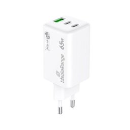 Cargador MediaRange MRMA116-2 65W Blanco 2x USB-C 1x USB-A Carga rápida