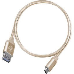 SilverStone CPU05G-500 Cable Nylon USB-C a USB-A Macho/Hembra 0.5m Oro