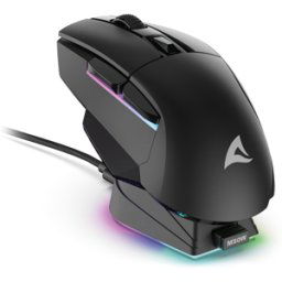 SHARKOON SHARK SGM50W SW - Ratón para juegos (ratón), USB/radio, RGB, negro