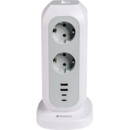 VERBATIM 49547 - Enchufes de torre, EUPT-01, 11x 230V EU, 2x USB-A, 2x USB-C.
