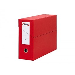 Caja transferencia pardo folio forrado extra doble lomo 80 mm estuche interior con tarjetero roja