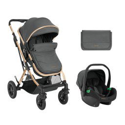 Carrito de bebé Kikkaboo 3 en 1 asiento transf. Kaia Gris Oscuro 2024