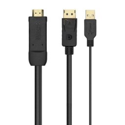 Aisens A122-0641 Cable Conversor Activo HDMI 2.0 a DisplayPort V1.2 HDMI/M-USB/M-DP/M 1.8m Negro