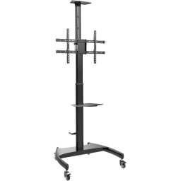 Aisens Soporte de Suelo ECO con Ruedas y Manivela DVD/Cámara para Monitor/TV 50Kg de 37-70" Negro
