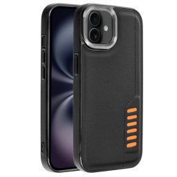 Cool Milano Funda Reforzada de TPU y Polipiel Negra para iPhone 16