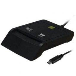 Lector DNI Woxter PE26-200 USB C/Negro/Incluye adaptador USB A/Smart Card/PC y MAC
