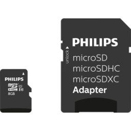 PHILIPS MEDIA PHI FM08MP45B - Tarjeta MicroSDHC 8GB Clase 10 incl. Adaptador UHS-I U1