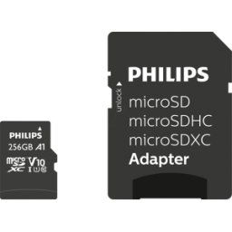 PHILIPS MEDIA PHI FM25MP45B - Tarjeta microSDXC, 256GB Clase 10 UHS-I U1 incl. Adaptador