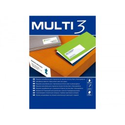 Etiqueta adhesiva multi 3 apli 70x37 mm fotocopiadora laser ink-jet caja con 100 hojas din a4