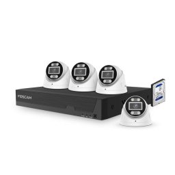 Kit videovigilancia Foscam FNA108E-T4-2T 8MP PoE 4 cámaras HDD 2TB IP66 alarma 110dB