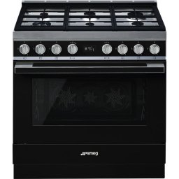 Smeg Portofino CPF9GPBL Cocina de Gas 6 Zonas + Horno Pirolítico Negra