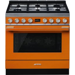 Smeg Portofino CPF9GPOR Cocina de Gas 6 Zonas + Horno Pirolítico Naranja