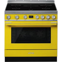 Smeg Portofino CPF9IPYW Cocina de Inducción 5 Zonas + Horno Pirolítico Amarilla