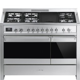 Smeg A381 Cocina de Gas 6 Zonas + 2 Hornos + Plancha Inox