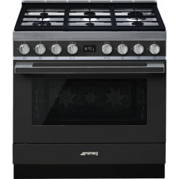 Smeg Portofino CPF9GPAN Cocina de Gas 6 Zonas + Horno Pirolítico Antracita