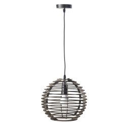 Lampara Techo Globo Tiras de Madera Marron Serie Rarste