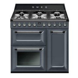 Cocina Smeg TR93GR 6 zonas gas 3 hornos Vapor Clean Victoria gris pizarra