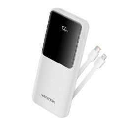 Power Bank Vention FHOW0 10000mAhcon cable USB-C y Lightning Integrado 22.5W LED Display Blanco